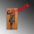 Decoratiune de perete, Banksy, Lemn/metal, 99 x 34 cm, Nuc / Negru