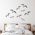 Decoratiune de perete, Flying Seagulls, Poliester, Alb/Negru