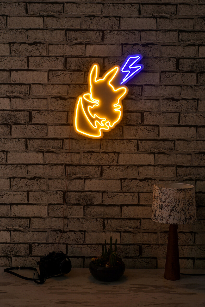 Decoratiune luminoasa LED, Pikachu, Benzi flexibile de neon, DC 12 V, Galben / Albastru - 1 | YEO