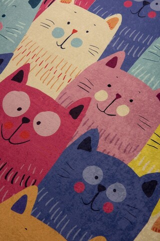 Covor, Cats, 100x160 cm, Catifea, Multicolor