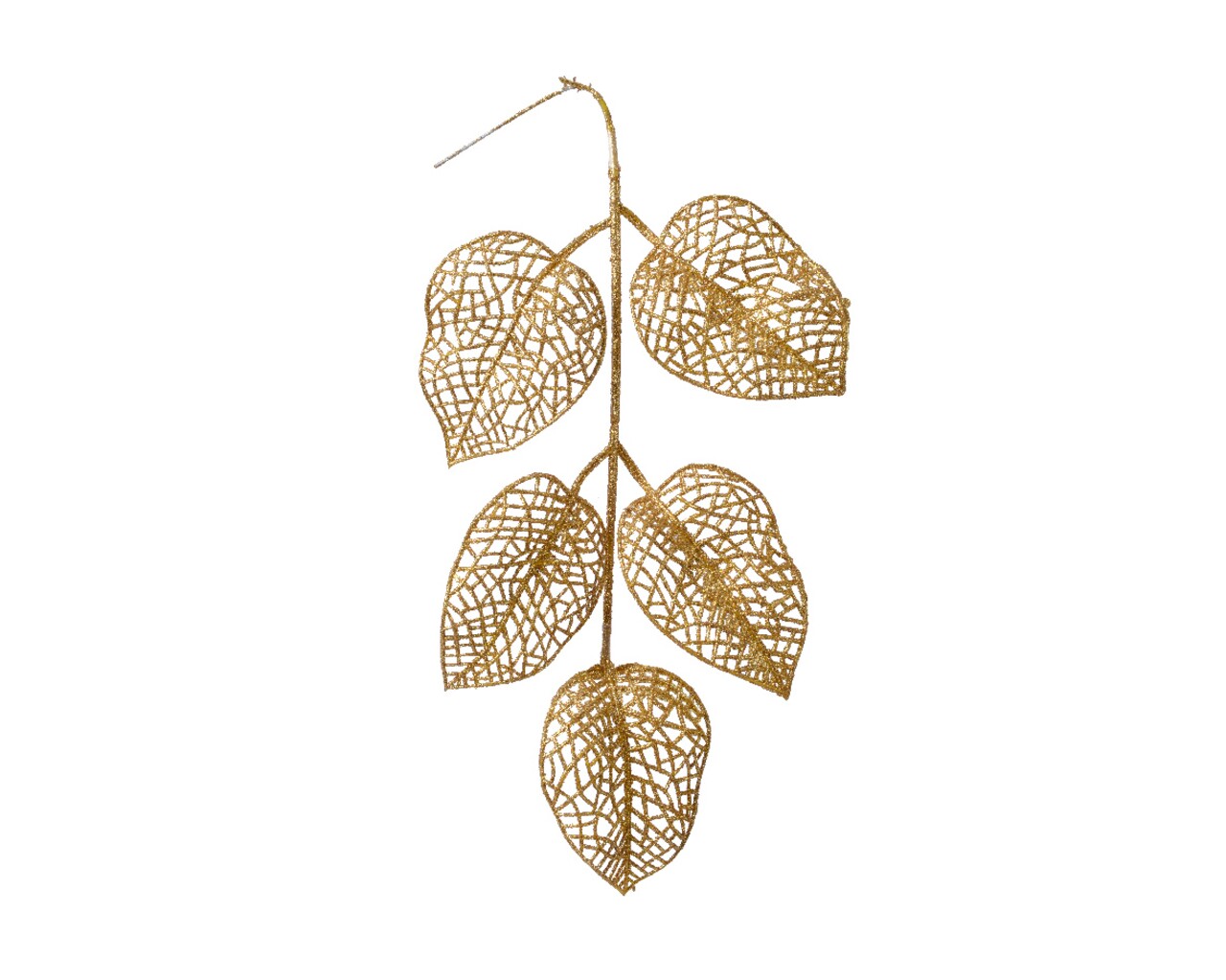 Set 12 decoratiuni Leaves, Decoris, 36x6x2 cm, plastic, auriu