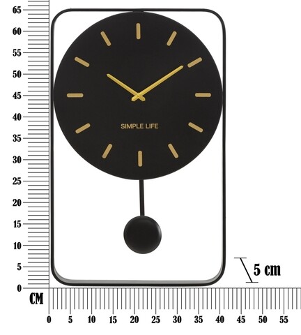 Ceas de perete Simple Life, Mauro Ferretti, 40.5x65.5 cm, fier, negru