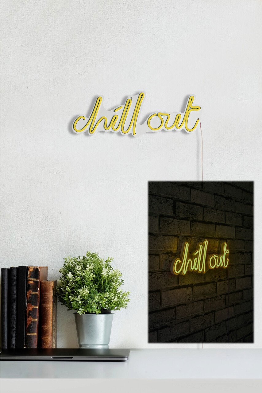 Decoratiune luminoasa LED, Chill Out, Benzi flexibile de neon, DC 12 V, Galben - 1 | YEO