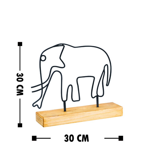 Decoratiune, Elephant, 32x30x4 cm, Metal, Negru