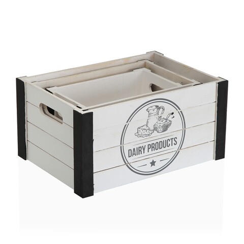 Set 3 cutii pentru organizare Daily, Versa, 35x25x17 cm, lemn