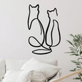 Decoratiune de perete, Couple Cat Love, Metal, Dimensiune: 72 x 0,15 x 48 cm, Negru