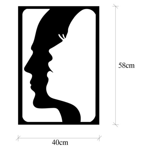 Decoratiune de perete, Face In Face, Metal, Dimensiune: 40 x 58 cm, Negru