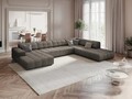 Coltar panoramic drepta 7 locuri, Jennifer-140, Micadoni Home, 364x262x70 cm, tesatura chenille din poliester, gri