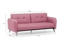 Canapea extensibila Ron Sofabed, Futon, 3 locuri, 190x125 cm, metal, rosu grizzled