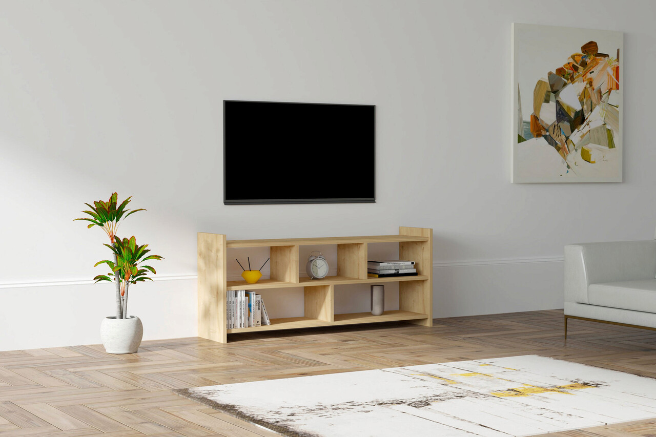 Comoda TV, Puqa Design, Pera, 120x55x28 cm, PAL, Maro