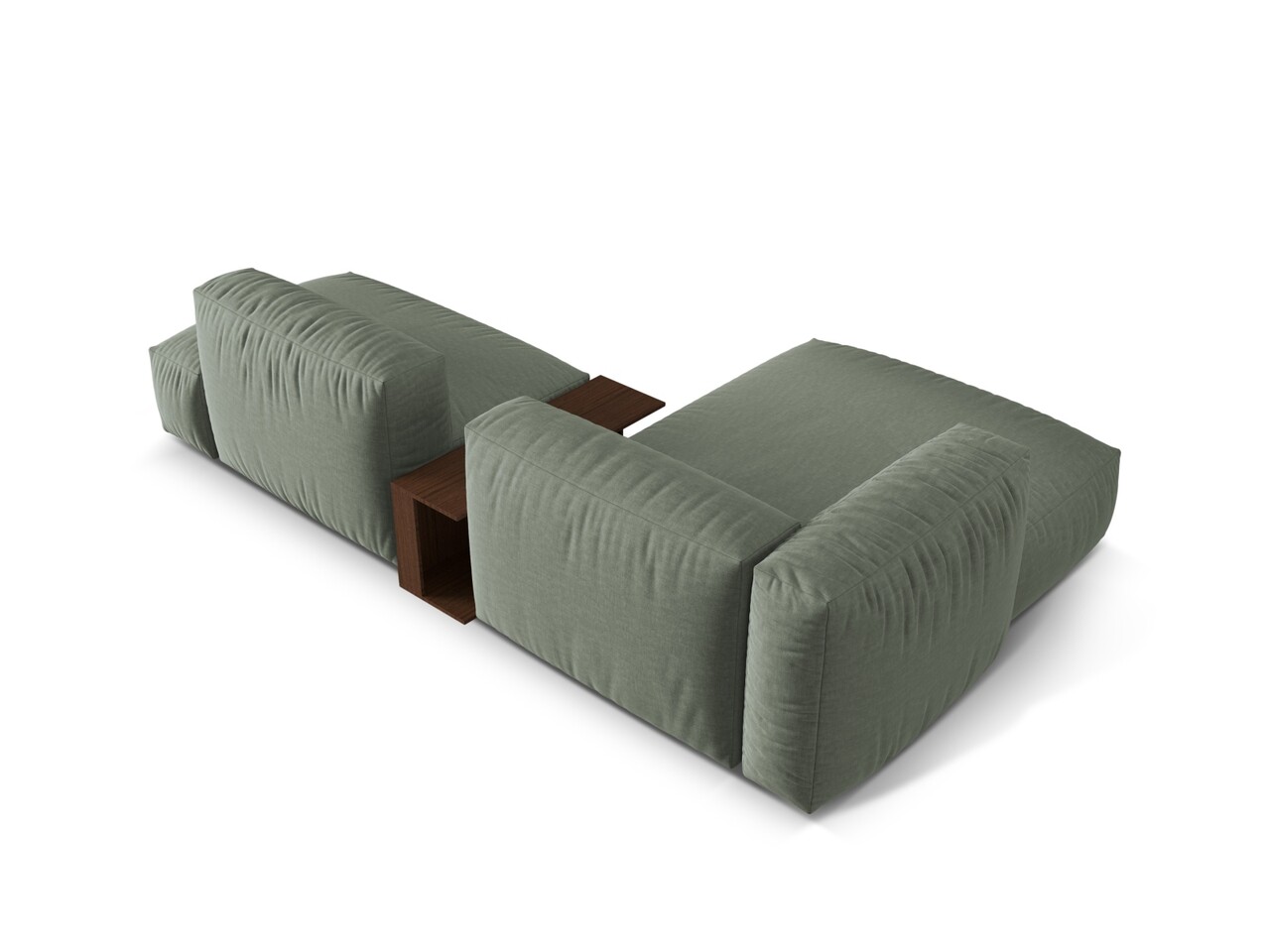 Coltar modular stanga 2 locuri, Martina-169, Micadoni Home, 285x176x75 cm, tesatura structurata catifelata, verde muschi - 1 | YEO