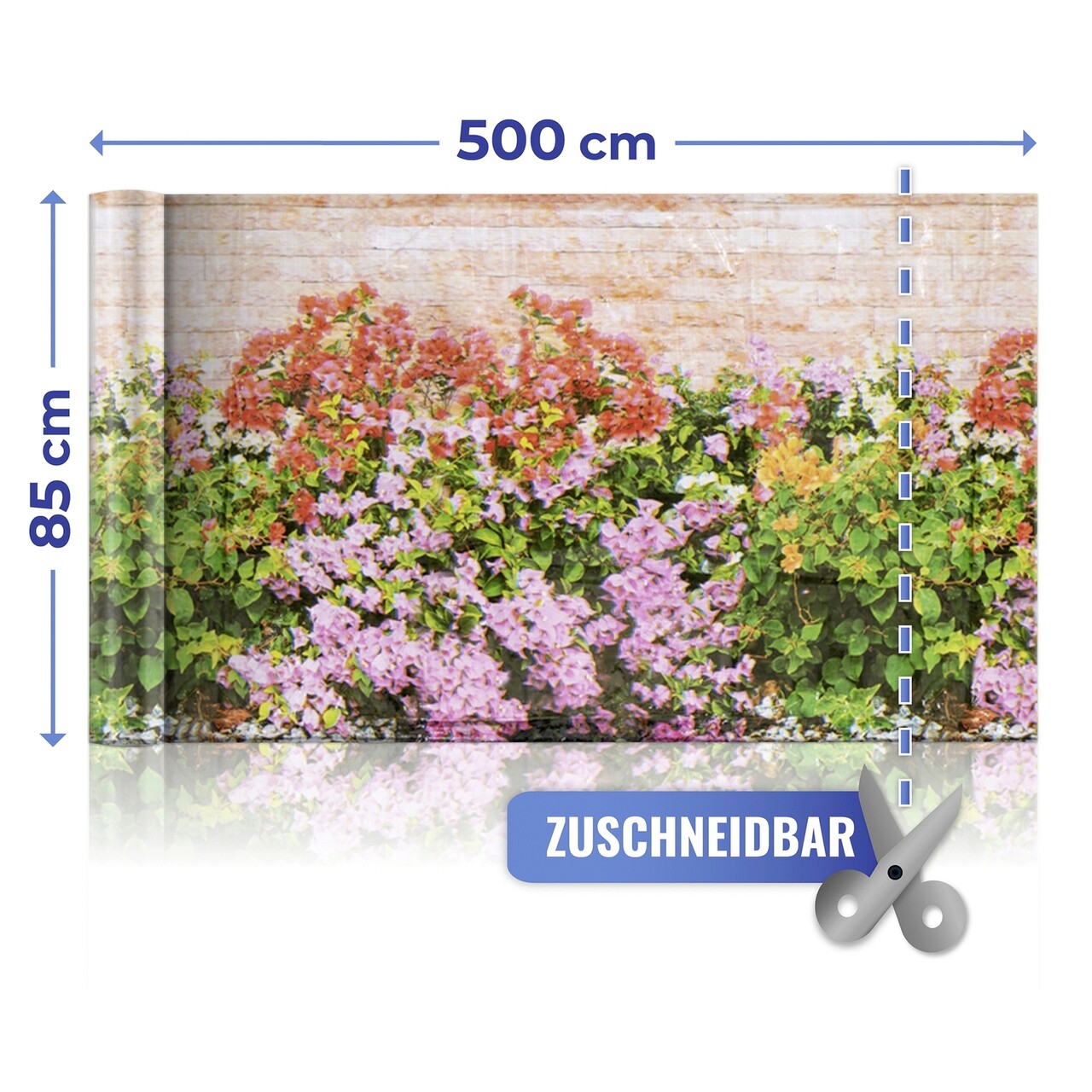 Folie paravan pentru balcon si gradina, Maximex, Flowers, 500x85 cm, plastic, multicolor