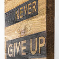 Decoratiune de perete, Never Give Up, Lemn, Dimensiune: 30 x 3 x 58 cm, Nuc / Negru