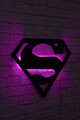 Decoratiune luminoasa LED, Superman, MDF, 60 LED-uri, Roz